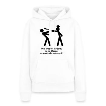 accident travail - Sweat à capuche Premium bio Femme - blanc - Devant - Julia (174cm)