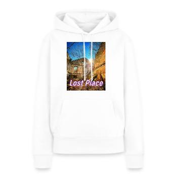Visite de Lost Place - La Vieille Forge - Sweat à capuche Premium bio Femme - blanc - Devant - Julia (174cm)