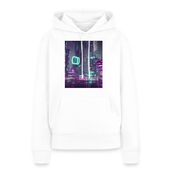 Ville futuriste - Sweat à capuche Premium bio Femme - blanc - Devant - Julia (174cm)