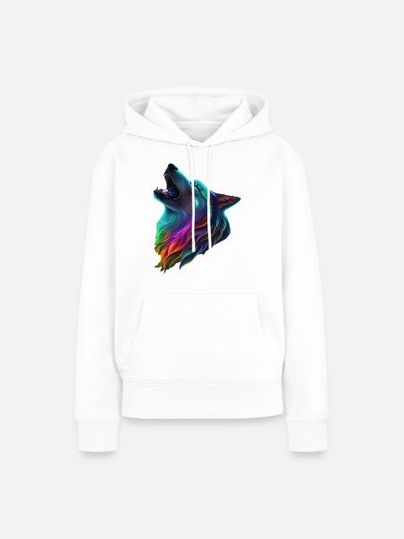 Wolf - Frauen Premium Bio Hoodie - Weiß