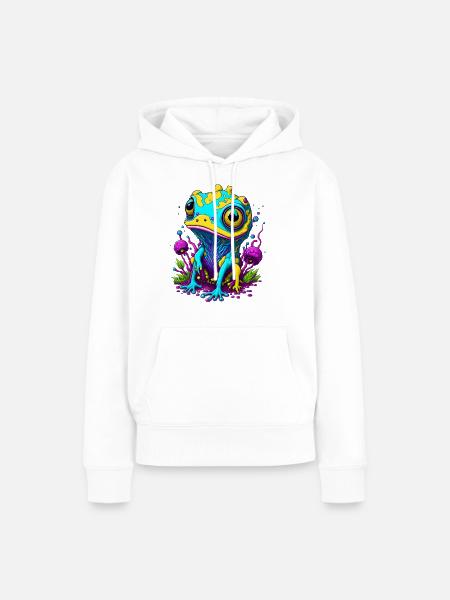 Trippy Frog 01 - Frauen Premium Bio Hoodie - Weiß