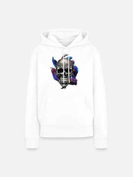 Totenkopf - Frauen Premium Bio Hoodie - Weiß