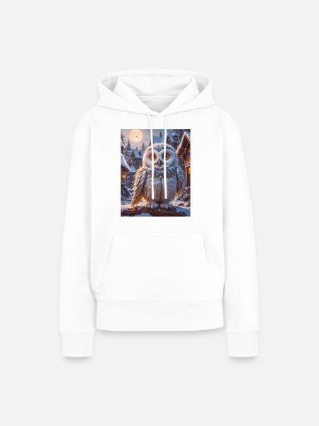 Super süße Vögel – Schneeeule - Frauen Premium Bio Hoodie - Weiß