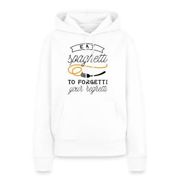 Mangez des spaghettis pour oublier vos regrets - Sweat à capuche Premium bio Femme - blanc - Devant - Julia (174cm)