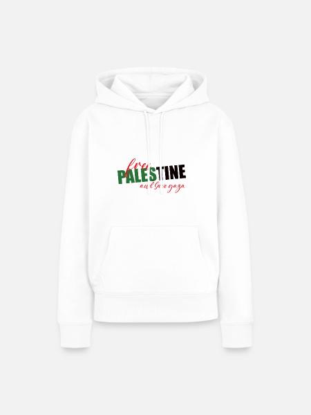 Free Palestine - Frauen Premium Bio Hoodie - Weiß