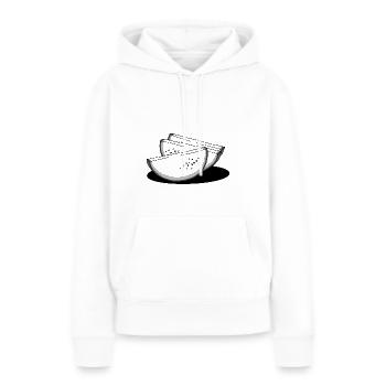 melon - Sweat à capuche Premium bio Femme - blanc - Devant - Julia (174cm)