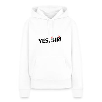 Oui Monsieur! avec cornes rouges - noir - Sweat à capuche Premium bio Femme - blanc - Devant - Julia (174cm)