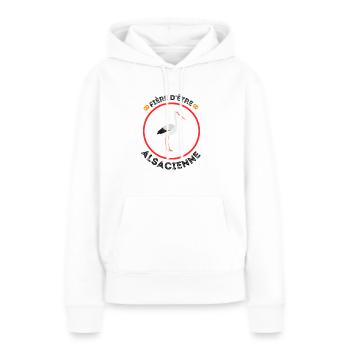 Fière d'être Alsacienne - Sweat à capuche Premium bio Femme - blanc - Devant - Julia (174cm)