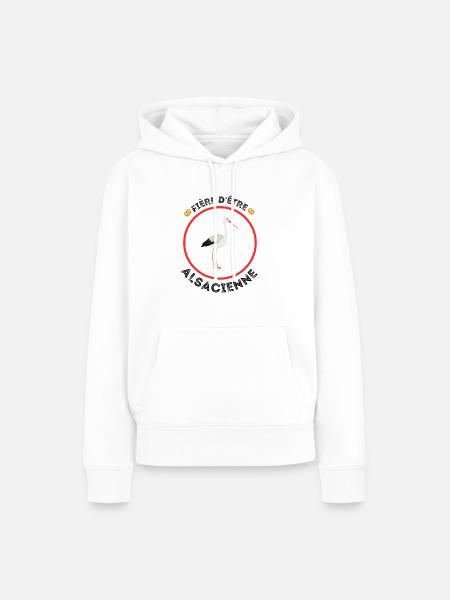 Fière d'être Alsacienne - Sweat à capuche Premium bio Femme - blanc