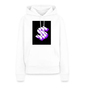 Cash Noir Violet - Sweat à capuche Premium bio Femme - blanc - Devant - Julia (174cm)