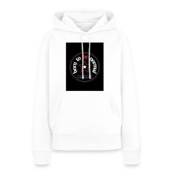Né pour être normal - Sweat à capuche Premium bio Femme - blanc - Devant - Julia (174cm)