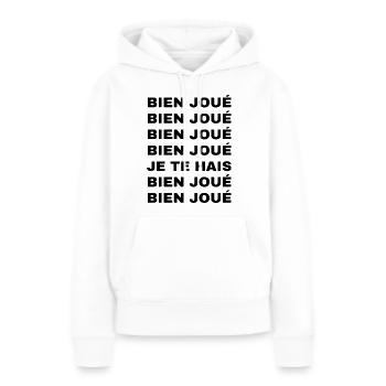 bien joué - Sweat à capuche Premium bio Femme - blanc - Devant - Julia (174cm)