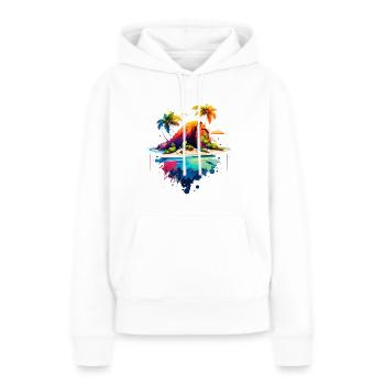 Belle illustration de l’île | Île des mers du Sud - Sweat à capuche Premium bio Femme - blanc - Devant - Julia (174cm)