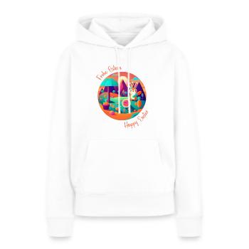 Joyeuses Pâques | Joyeuses Pâques | Illustration - Sweat à capuche Premium bio Femme - blanc - Devant - Julia (174cm)
