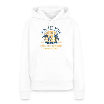 Volleyball girl playing at the beach during summer - Women’s Premium Organic Hoodie - white - Front - Julia (174cm)