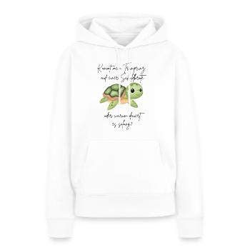 Kommt mein Traumprinz auf einer Schildkröte ... - Frauen Premium Bio Hoodie - Weiß - Vorne - Julia (174cm)