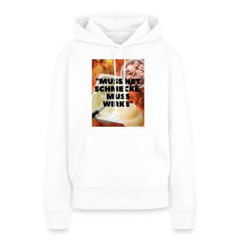 Muss net schmecke muss wirke! - Frauen Premium Bio Hoodie - Weiß - Vorne - Julia (174cm)