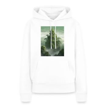 Temple maya au-dessus des nuages - Sweat à capuche Premium bio Femme - blanc - Devant - Julia (174cm)