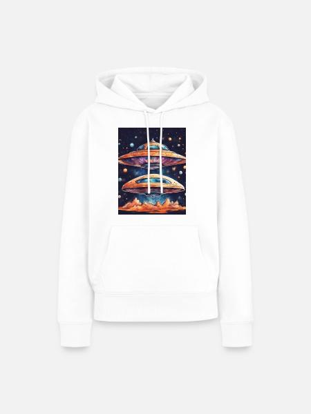 UFO Mutterschiff - Frauen Premium Bio Hoodie - Weiß