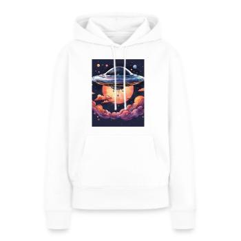 UFO im Universum - Eine außerirdische Reise - Frauen Premium Bio Hoodie - Weiß - Vorne - Julia (174cm)