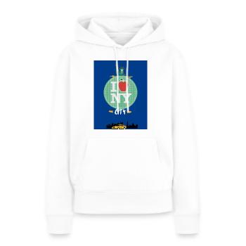 I love new york - Sweat à capuche Premium bio Femme - blanc - Devant - Julia (174cm)