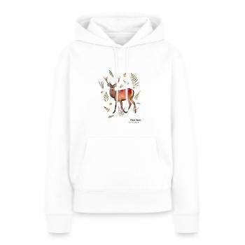 Rothirsch mit Namen in dunkler Schrift - Frauen Premium Bio Hoodie - Weiß - Vorne - Julia (174cm)