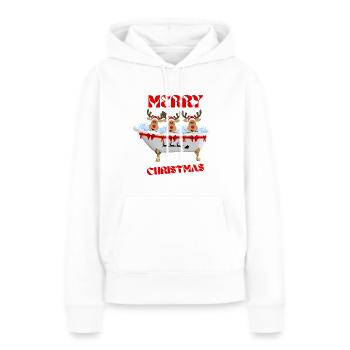 Joyeux Noël - Sweat à capuche Premium bio Femme - blanc - Devant - Julia (174cm)