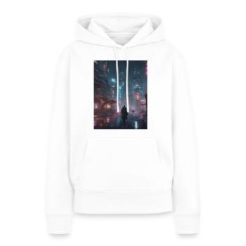 Métropole cyberpunk - Sweat à capuche Premium bio Femme - blanc - Devant - Julia (174cm)