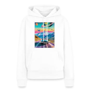 Retro Car in Psychedelic World - Frauen Premium Bio Hoodie - Weiß - Vorne - Julia (174cm)