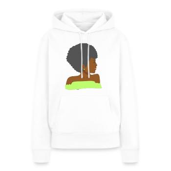 Afro Love - Sweat à capuche Premium bio Femme - blanc - Devant - Julia (174cm)