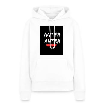 ANTIFA - Sweat à capuche Premium bio Femme - blanc - Devant - Julia (174cm)