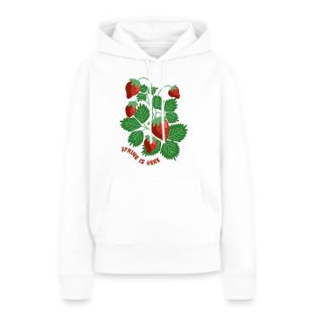 Erdbeeren - Frauen Premium Bio Hoodie - Weiß - Vorne - Julia (174cm)