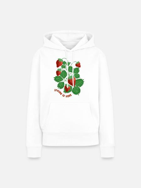 Erdbeeren - Frauen Premium Bio Hoodie - Weiß