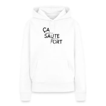 Ça saute fort motif Noir - Sweat à capuche Premium bio Femme - blanc - Devant - Julia (174cm)