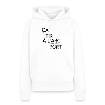 Ça tir à l'arc fort motif Noir - Sweat à capuche Premium bio Femme - blanc - Devant - Julia (174cm)