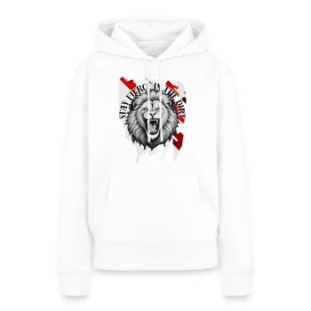 Restez féroce dans la terre - Sweat à capuche Premium bio Femme - blanc - Devant - Julia (174cm)