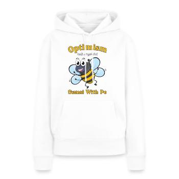 Abeille Motivation Optimisme - Sweat à capuche Premium bio Femme - blanc - Devant - Julia (174cm)