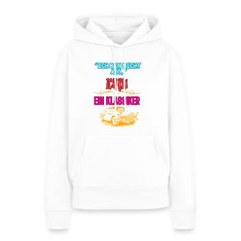 "ICH BIN NICHT ALT ICH BIN EIN KLASSIKER" - Frauen Premium Bio Hoodie - Weiß - Vorne - Julia (174cm)