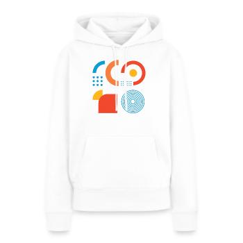 « Imprimé géométrique moderne » - Sweat à capuche Premium bio Femme - blanc - Devant - Julia (174cm)