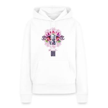 Inspirez le calme, expirez la paix - Sweat à capuche Premium bio Femme - blanc - Devant - Julia (174cm)