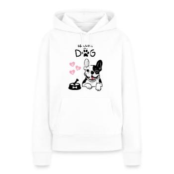 Süße Französische Bulldogge 'Frenchie' Hund Mama Pullover - Frauen Premium Bio Hoodie - Weiß - Vorne - Julia (174cm)