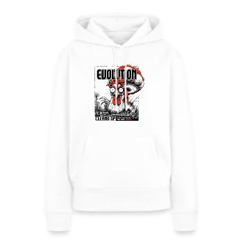 Evolution räumt auf – Natur schlägt zurück - Frauen Premium Bio Hoodie - Weiß - Vorne - Julia (174cm)