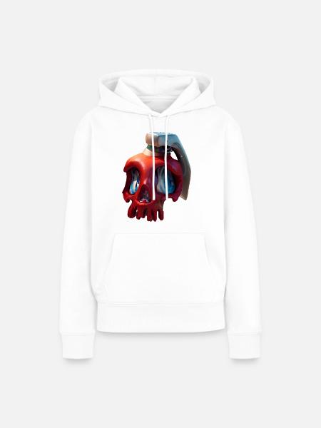 Roter Schädel mit VR-Headset - Frauen Premium Bio Hoodie - Weiß
