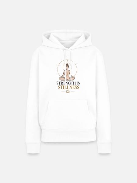 Kraft in der Stille - Frauen Premium Bio Hoodie - Weiß