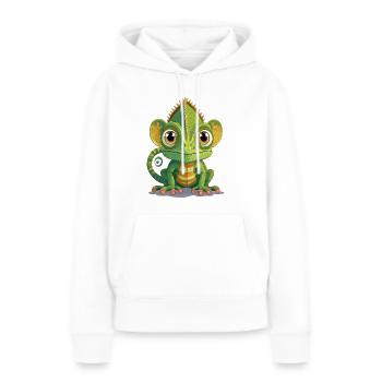 Caméléon - Sweat à capuche Premium bio Femme - blanc - Devant - Julia (174cm)