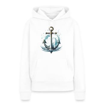 Jeter l’ancre avec les vagues et les éclaboussures d’eau - Sweat à capuche Premium bio Femme - blanc - Devant - Julia (174cm)