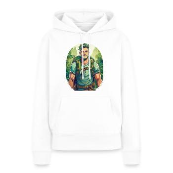 An adventurer on an adventure - Women’s Premium Organic Hoodie - white - Front - Julia (174cm)