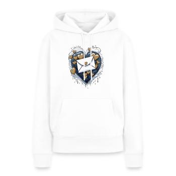 Lettre d’amour - Sweat à capuche Premium bio Femme - blanc - Devant - Julia (174cm)