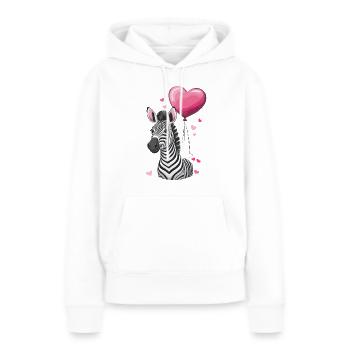 Valentinstag – Niedliches Zebra mit Herzluftballon - Frauen Premium Bio Hoodie - Weiß - Vorne - Julia (174cm)