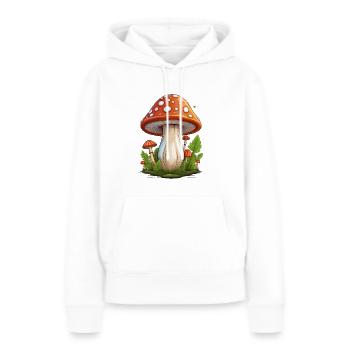 Le champignon porte chance - Sweat à capuche Premium bio Femme - blanc - Devant - Julia (174cm)